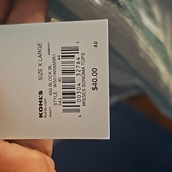 Sonoma Blue Striped Pull Over V Neck Blouse XL - Picture 8 of 11